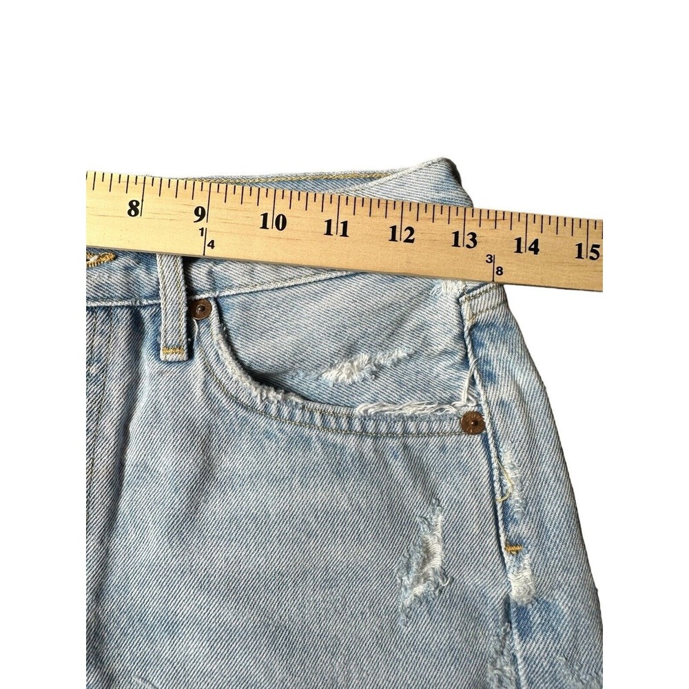 Agolde Jean Shorts Size 25 Women’s Blue Denim Parker Button Fly Distressed AB8-3 - Picture 7 of 9